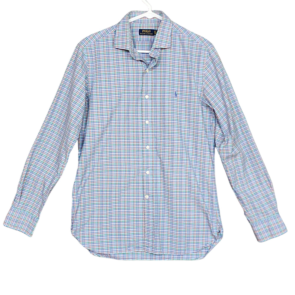 Polo Ralph Lauren Button Down Shirt 15.5/39 Multicolored Plaid Long Sleeves